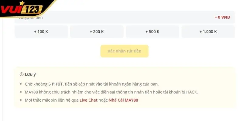 Những điều cần lưu tâm để Rút tiền VUI123 thuận lợi